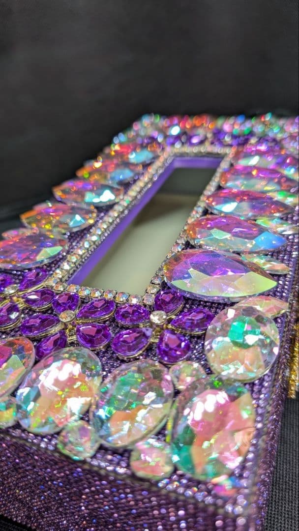 ティッシュケース　デコケース　ハンドメイド　キラキラ　パープル
