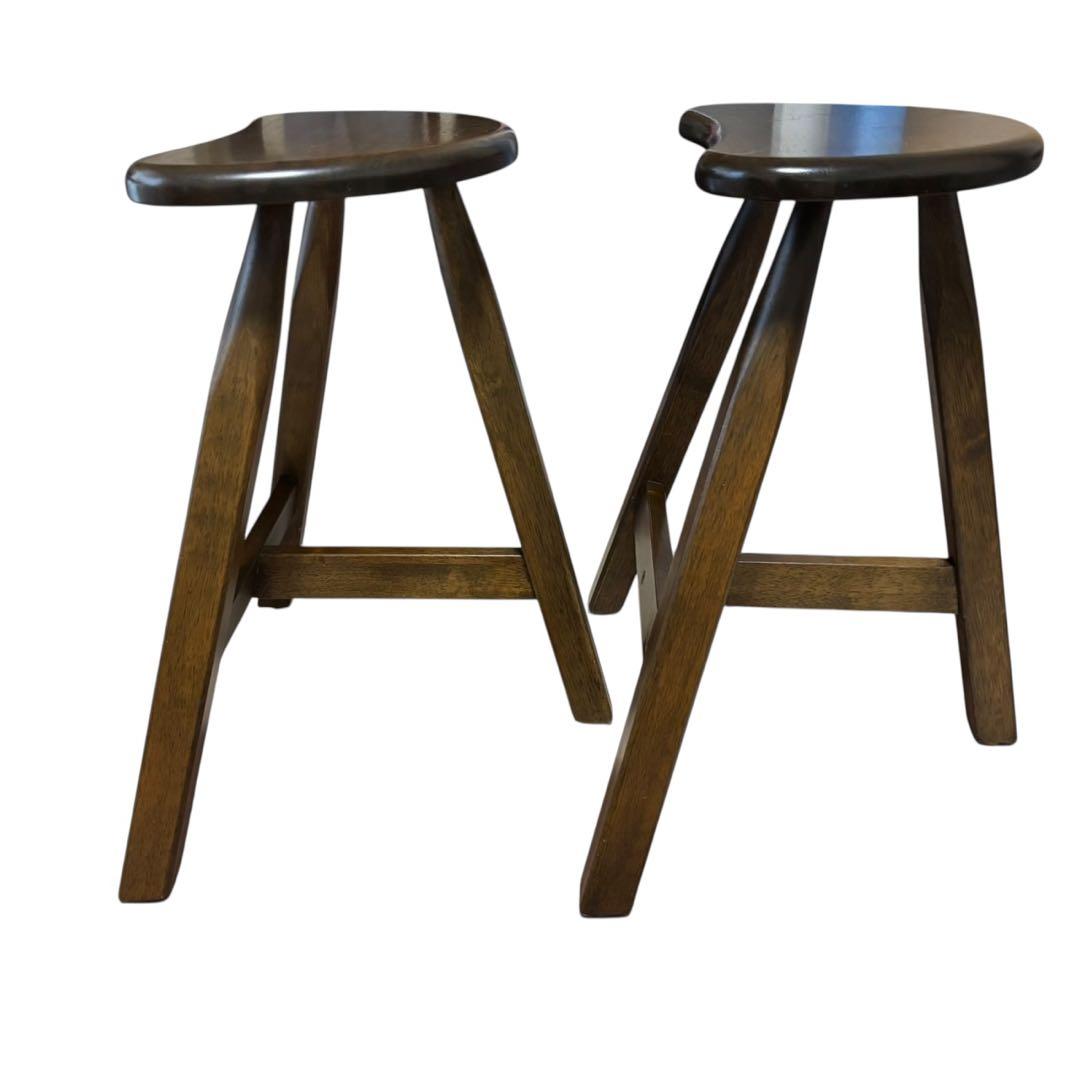 VILLAGE 天然木無垢材 ハイスツール 椅子 2セット