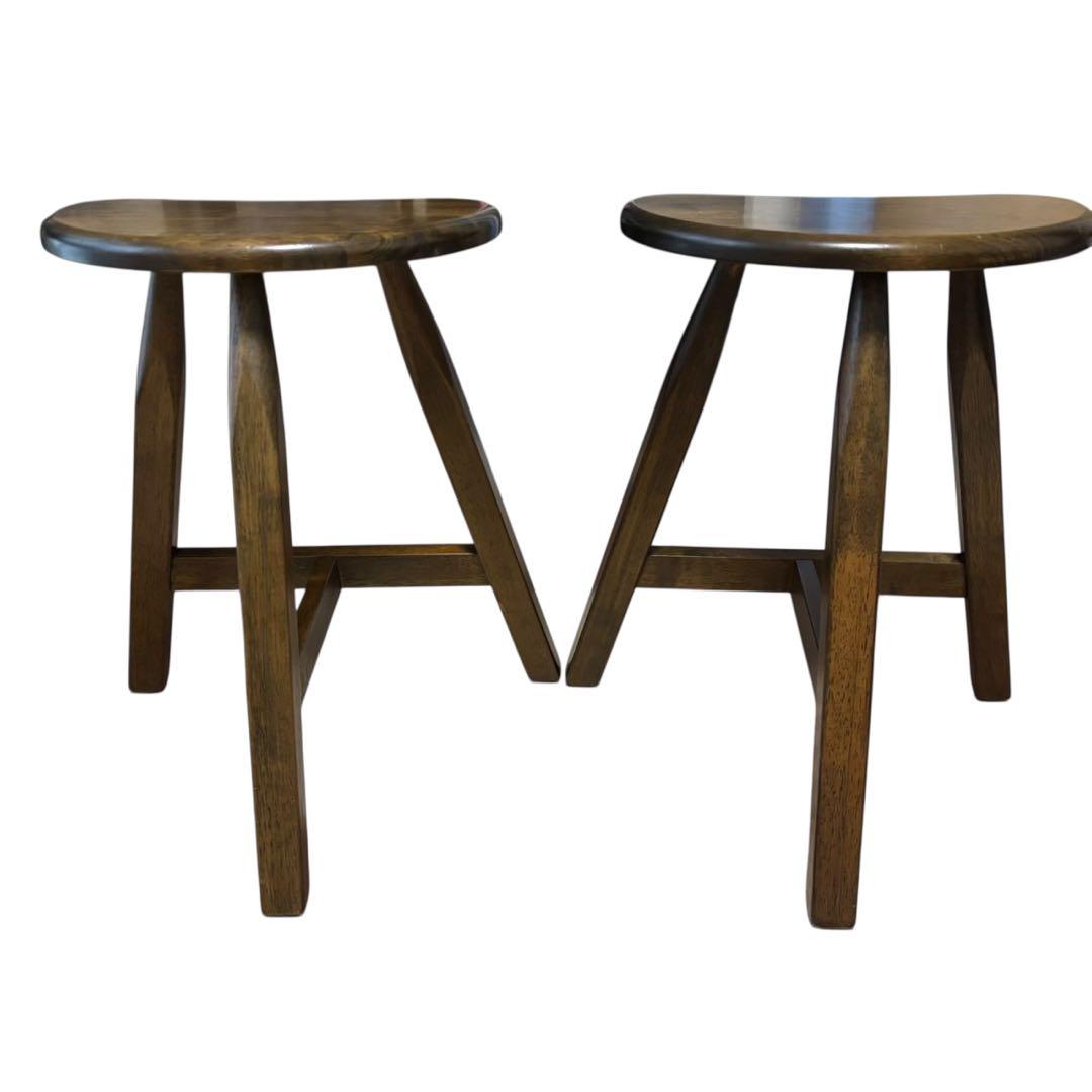 VILLAGE 天然木無垢材 ハイスツール 椅子 2セット