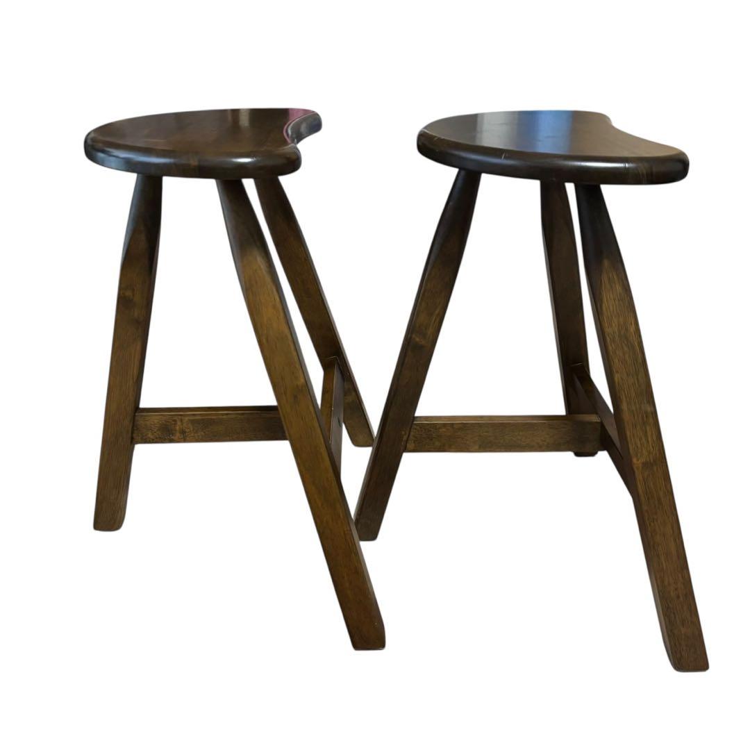VILLAGE 天然木無垢材 ハイスツール 椅子 2セット