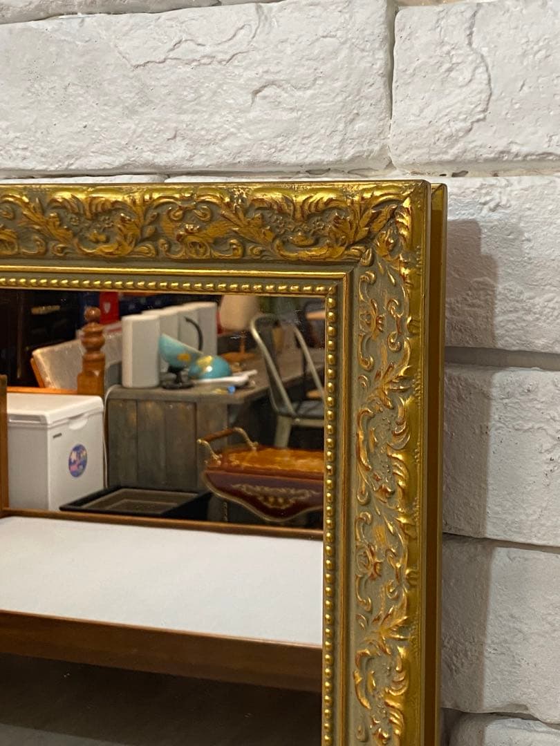 【ちぇる】高級　アンティーク　ゴールド　フレーム　ミラー　鏡