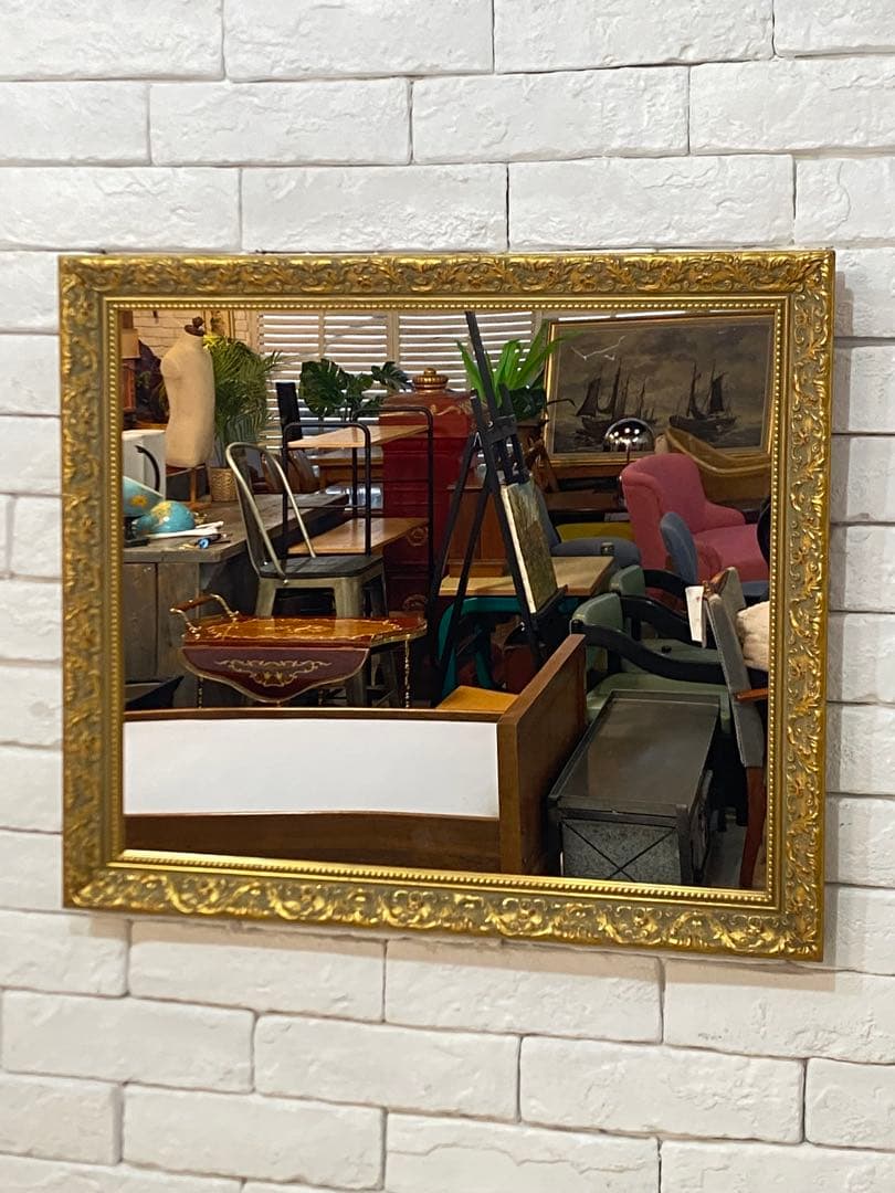 【ちぇる】高級　アンティーク　ゴールド　フレーム　ミラー　鏡