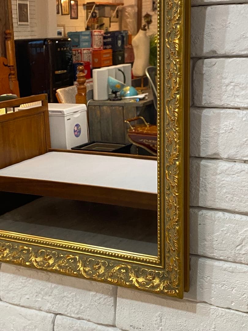 【ちぇる】高級　アンティーク　ゴールド　フレーム　ミラー　鏡