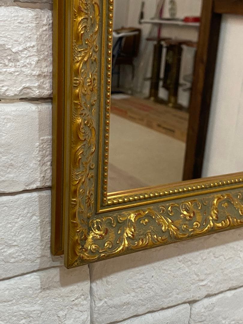 【ちぇる】高級　アンティーク　ゴールド　フレーム　ミラー　鏡