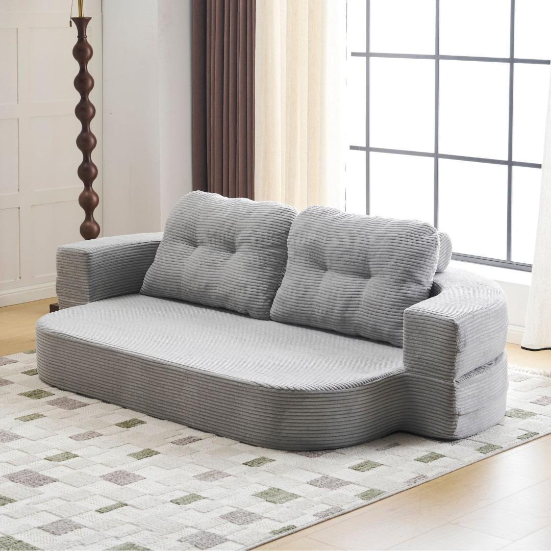 ソファベッド 組立て不要 2人掛け 1人掛け フロアソファ ローソファ 圧縮梱包