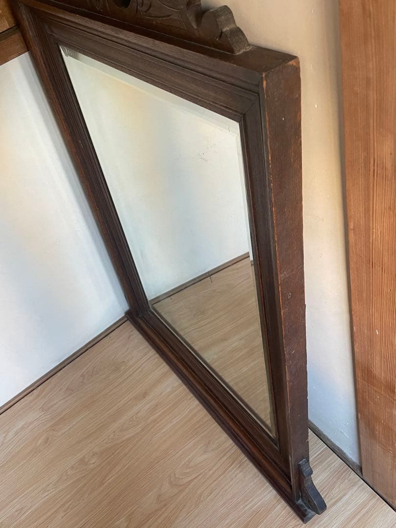 鏡 壁掛け ウォールミラー　アンティーク　木製　ヴィンテージ