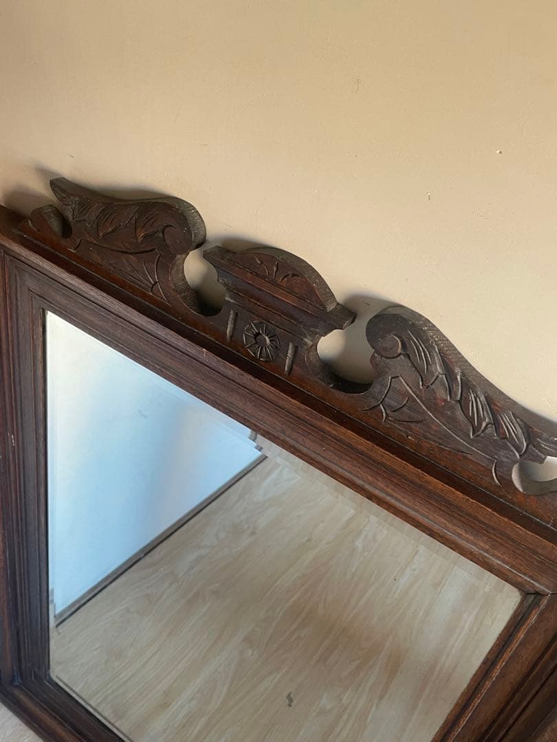 鏡 壁掛け ウォールミラー　アンティーク　木製　ヴィンテージ