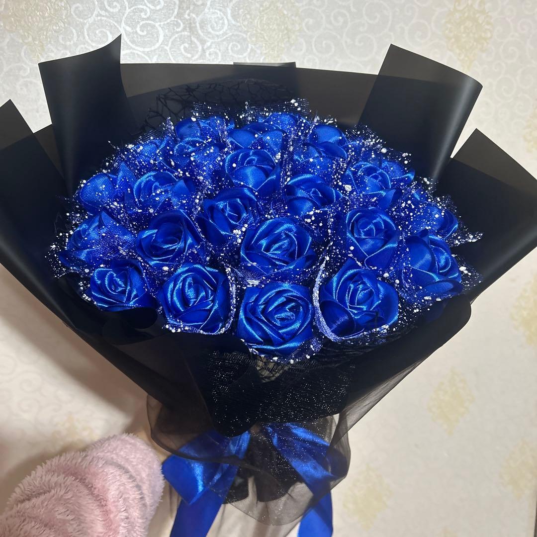 24本青バラブーケ　リボンバラ　枯れない薔薇 プレゼント お祝い　好きな人へ