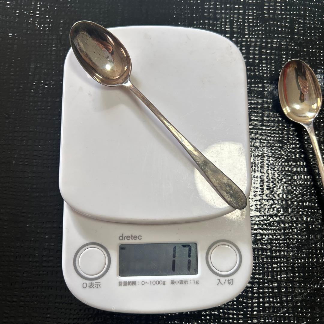 大阪丹金製◆⑤純銀製スプーン6本セット　昭和レトロ　アンティーク