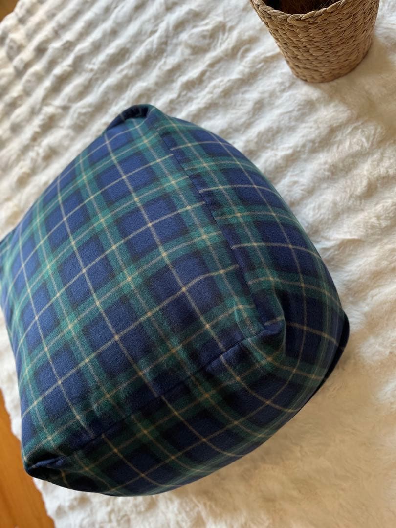 あったかふわふわ⭐︎タータンチェックビーズクッションカバー♪