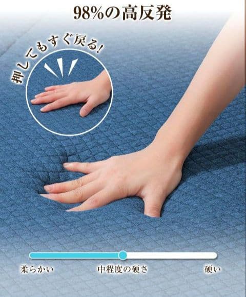 高反発 硬め190N 密度36D 折りたたみマットレス シングル 抗菌 ブルー