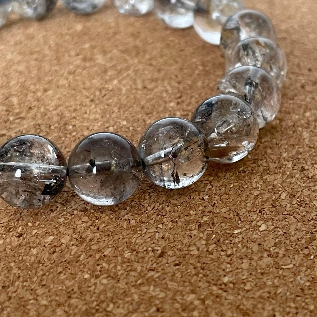 【ヒマラヤ産】エレスチャルクォーツ 虹入あり 10㎜ 16.5㎝ 天然石　ブレス