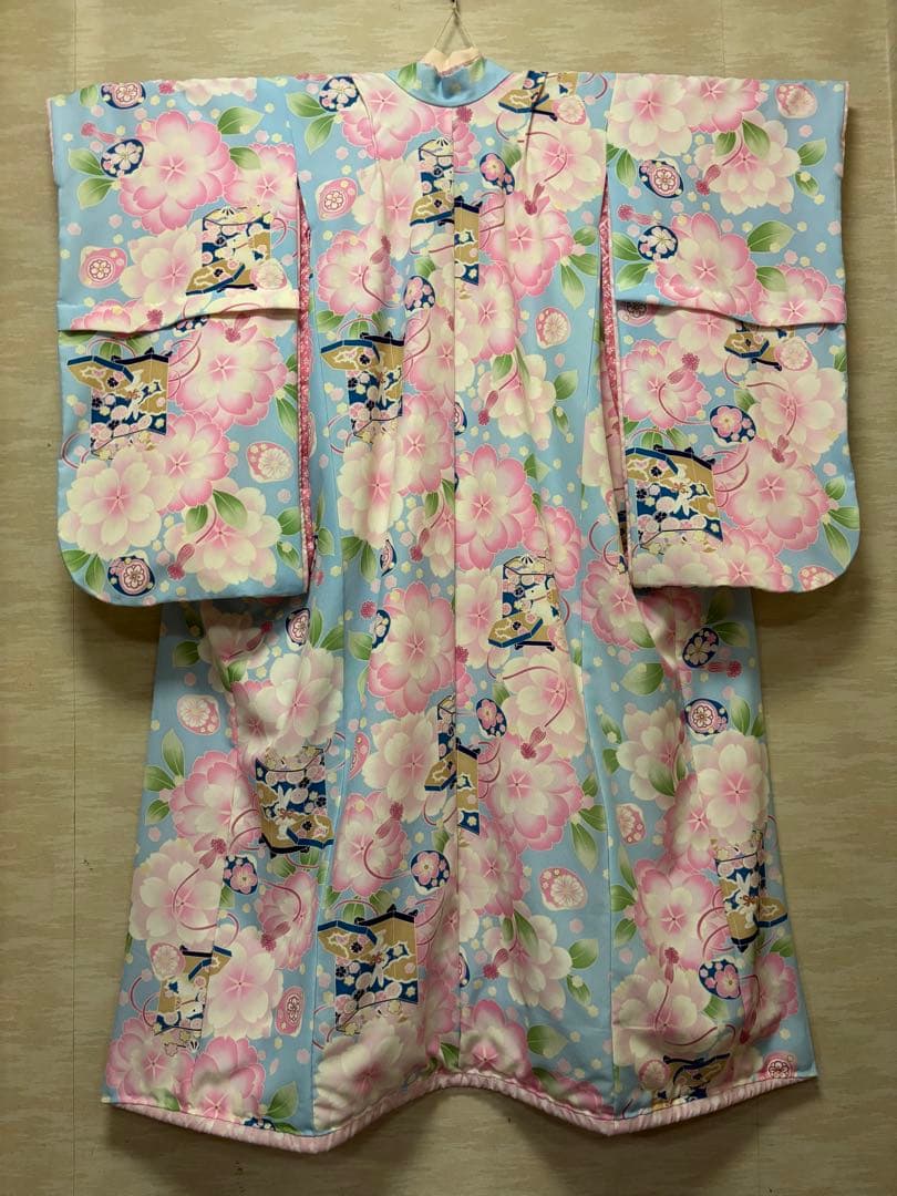 舞妓さん　爽やか水色　だらり帯　テリア　うさぎ　八重桜　ポンポネット