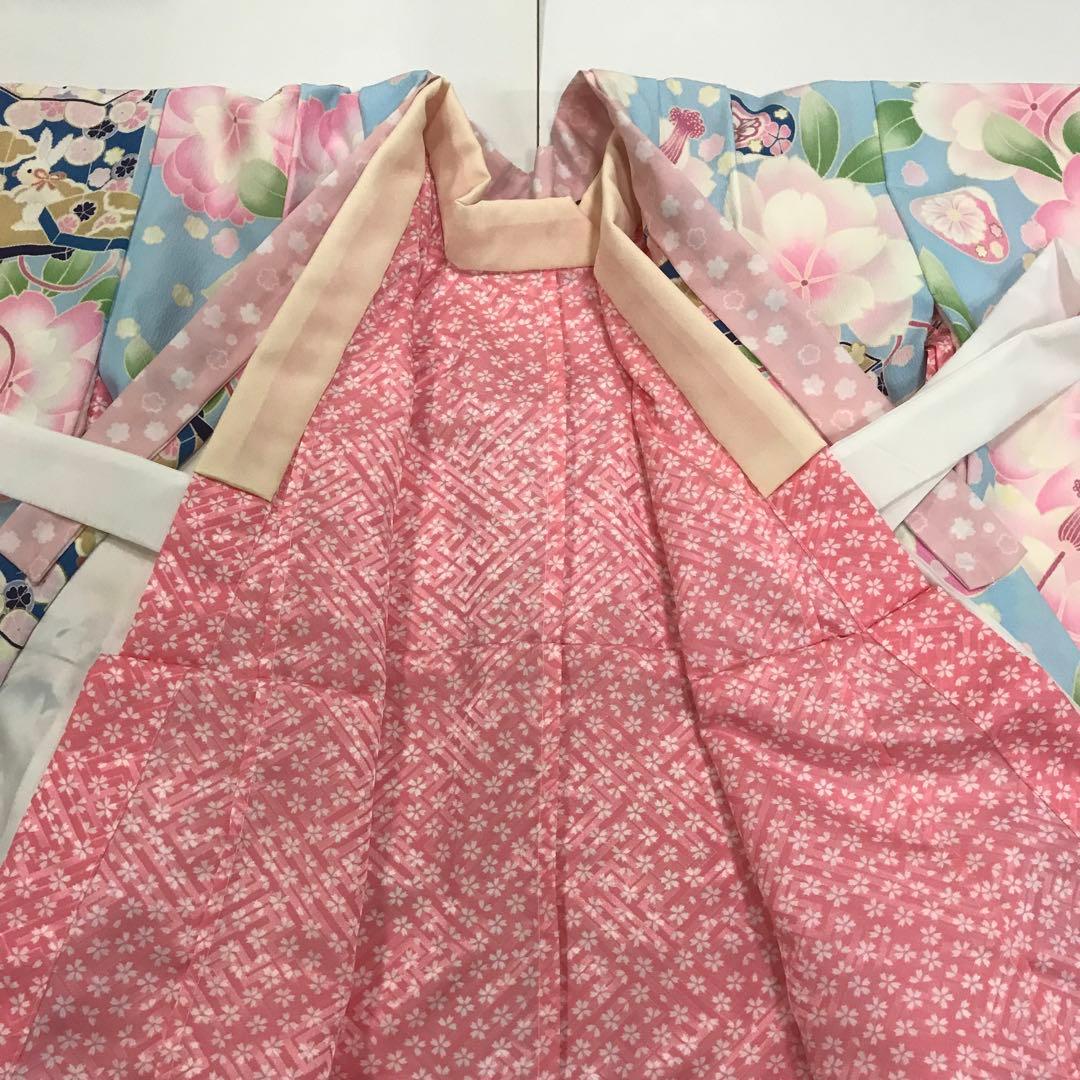 舞妓さん　爽やか水色　だらり帯　テリア　うさぎ　八重桜　ポンポネット