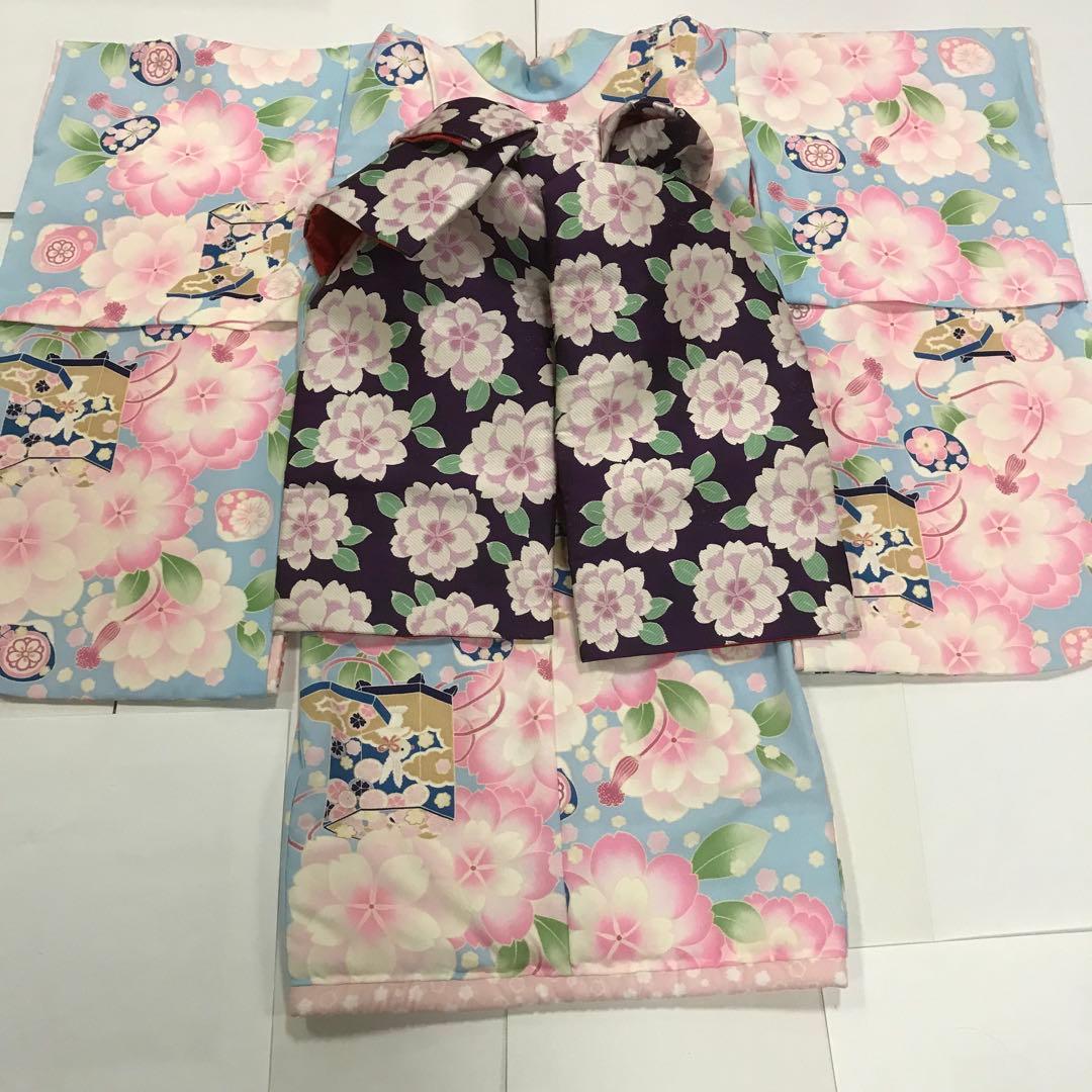 舞妓さん　爽やか水色　だらり帯　テリア　うさぎ　八重桜　ポンポネット