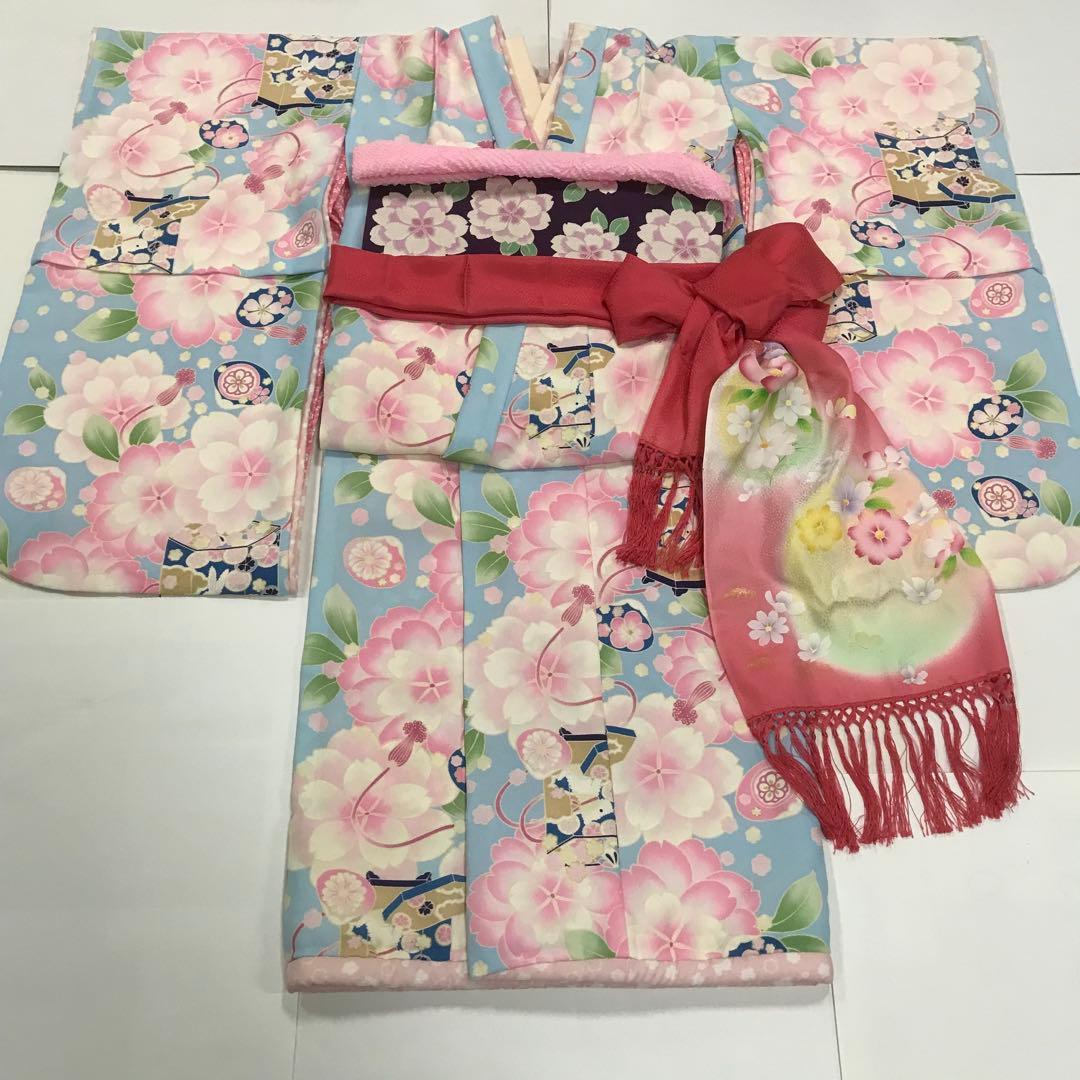 舞妓さん　爽やか水色　だらり帯　テリア　うさぎ　八重桜　ポンポネット