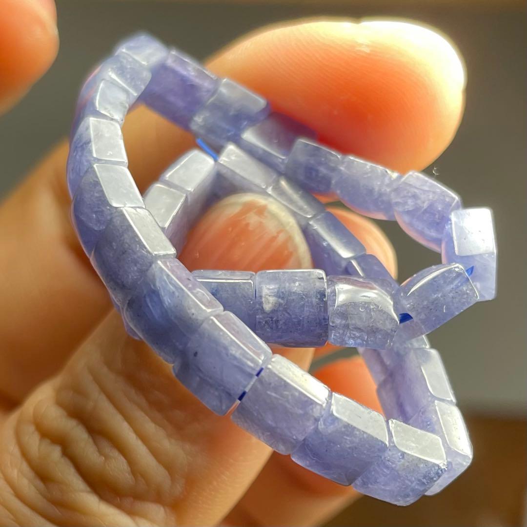 天然石ブレスレット·バングル　タンザナイト　紫シラー　5.5mm 13-14.5