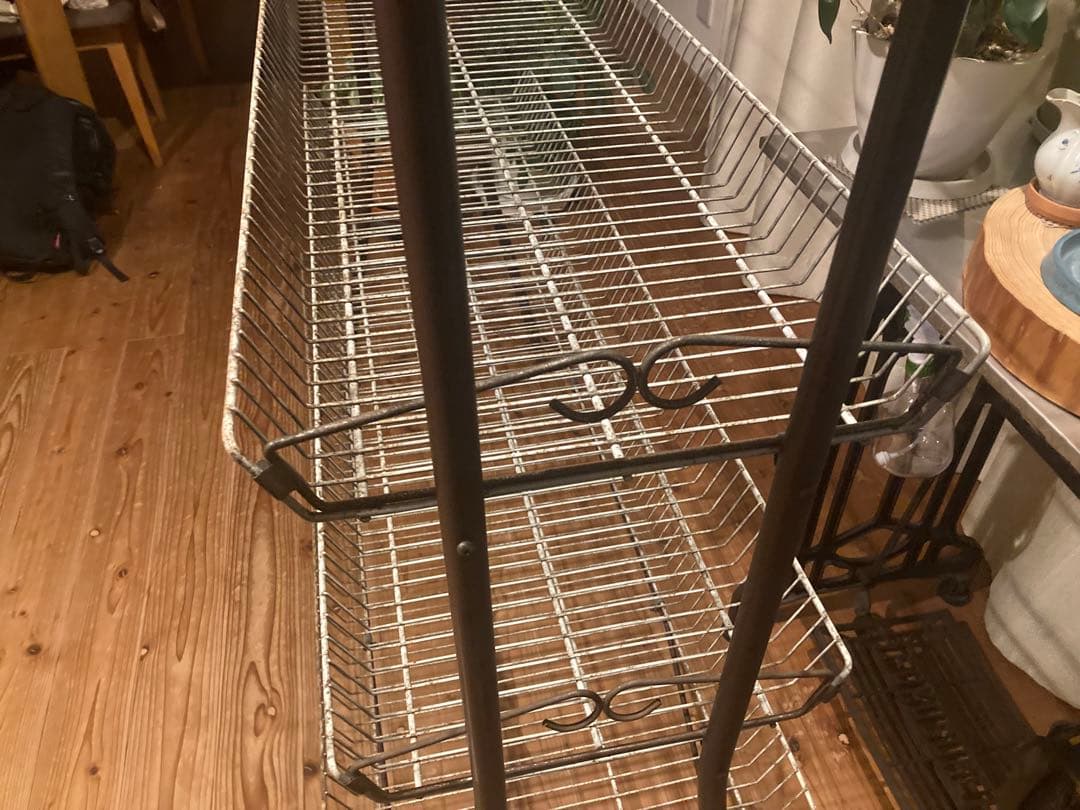 昭和レトロ　大型ワイヤーラック4段仕様　ジャンクガーデニング　シャビーラック13