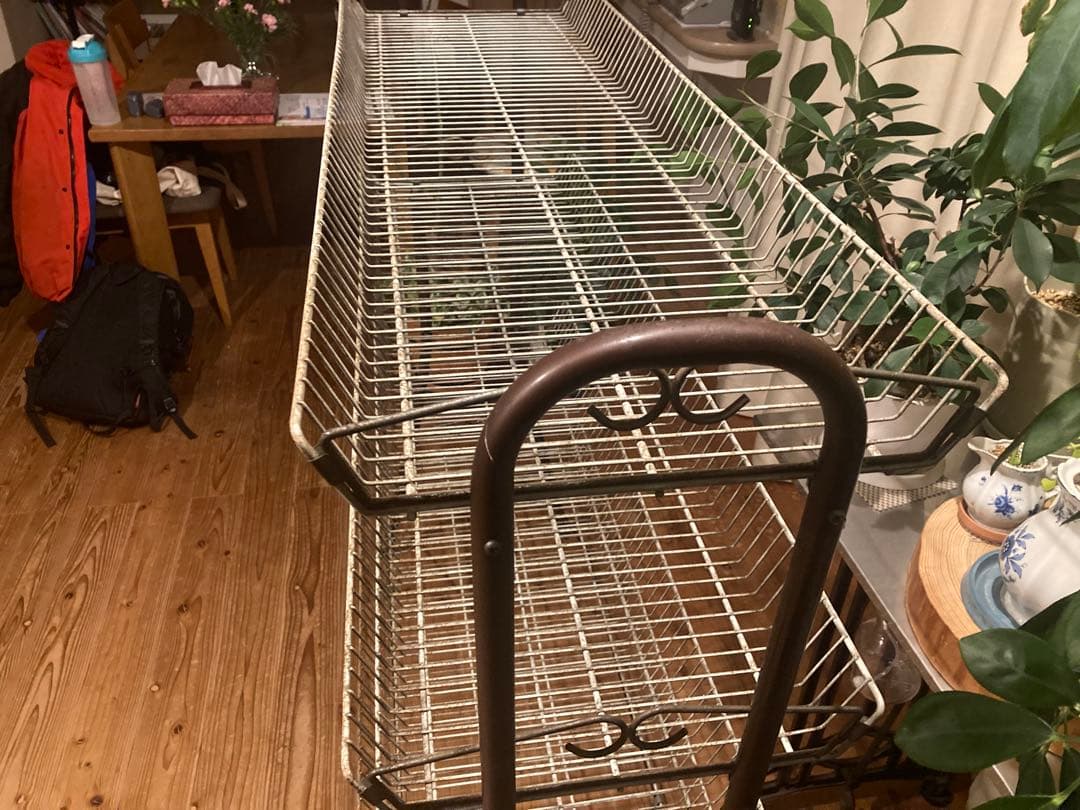 昭和レトロ　大型ワイヤーラック4段仕様　ジャンクガーデニング　シャビーラック13