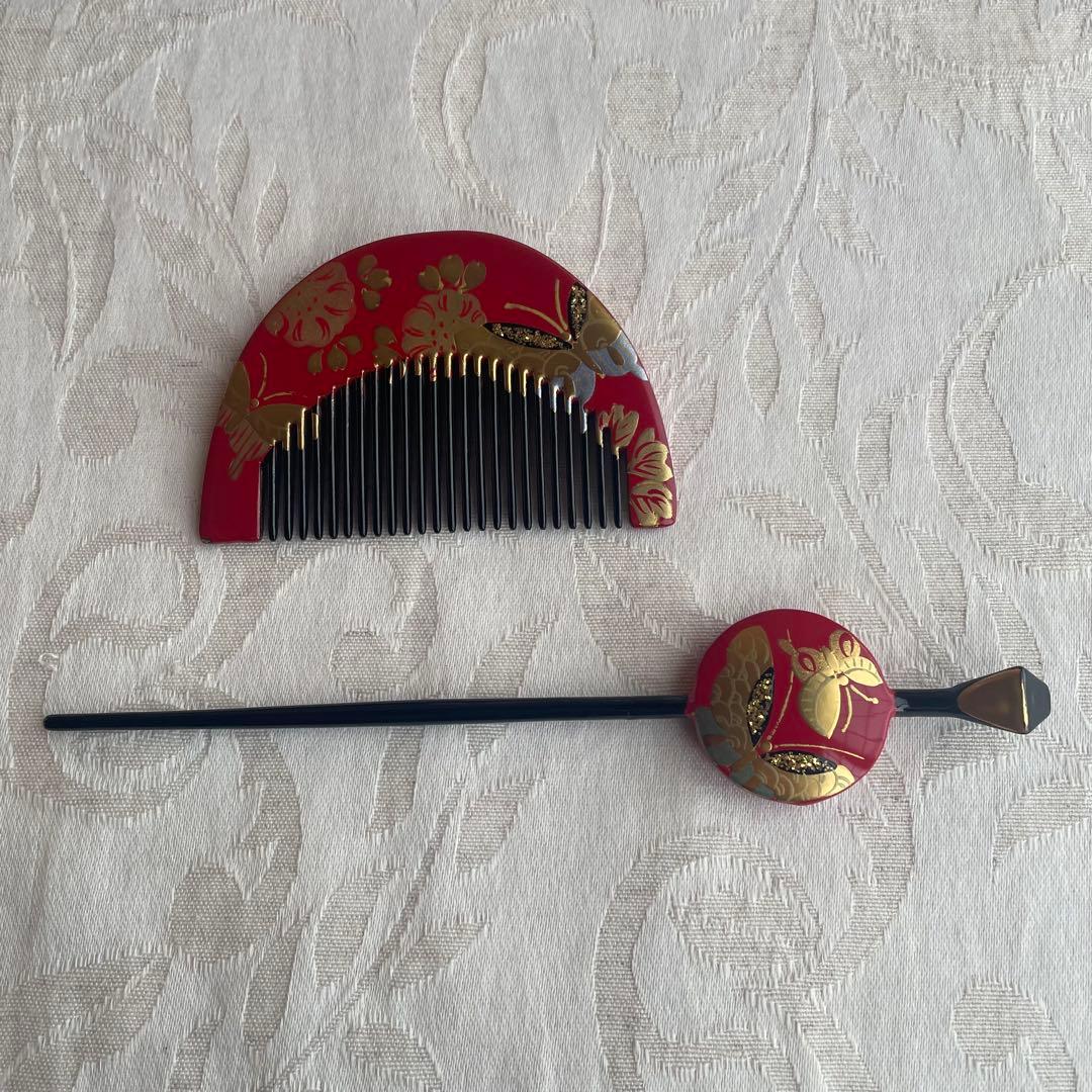 ☆おはりばこ☆ 七五三用髪飾りセット 7歳 つまみ細工 かのこ ちんころ 櫛