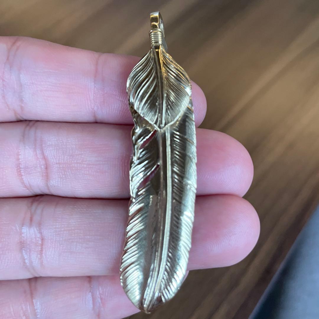 全金 上金 右 フェザー ネックレス トップ ハート ハンドメイド ノーブランド