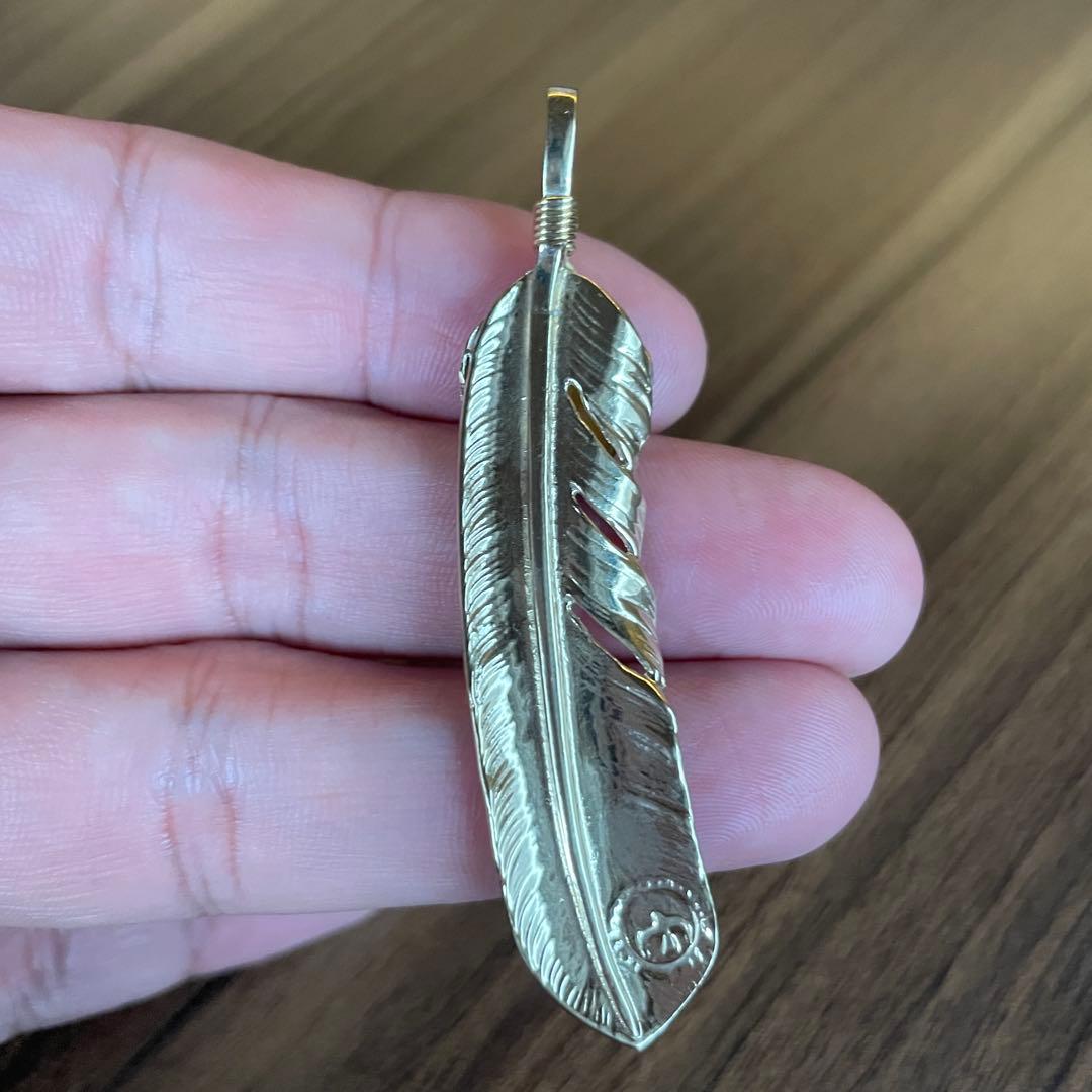 全金 上金 右 フェザー ネックレス トップ ハート ハンドメイド ノーブランド