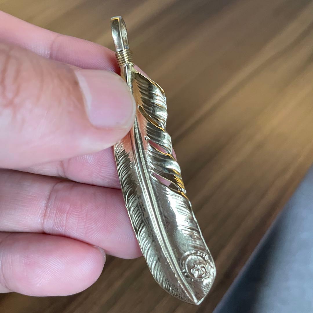 全金 上金 右 フェザー ネックレス トップ ハート ハンドメイド ノーブランド