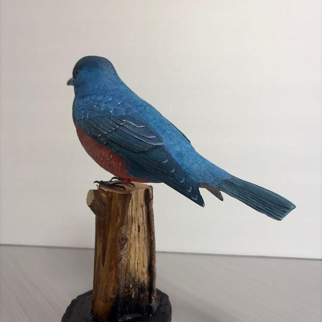 イソヒヨドリ　木彫りの野鳥　野鳥彫刻 　　　　　　リアルバードカービング