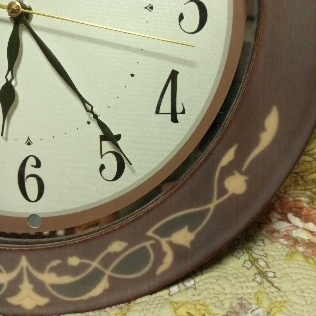 SEIKO 装飾 掛時計 ブラウン 木象嵌 アンティーク調 ヨーロピアン調 時計