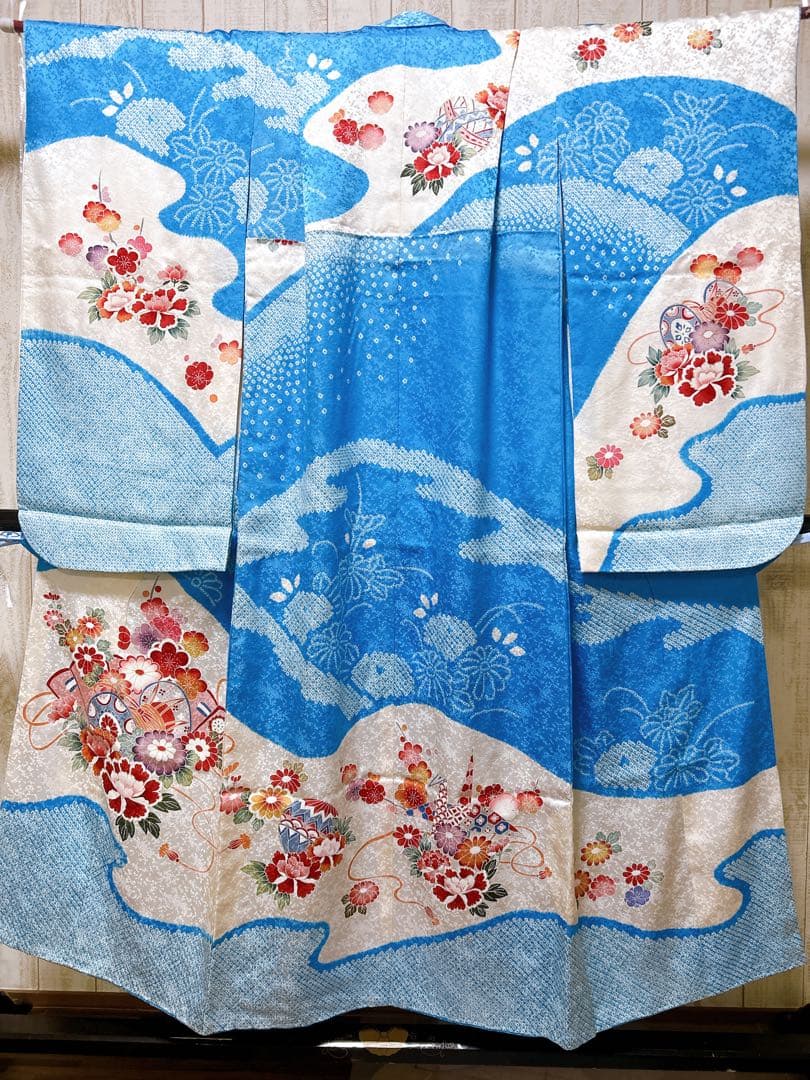 本格!!絞り正絹着物♡七五三　7歳　女の子　フルセット　一式　水色　ピンク