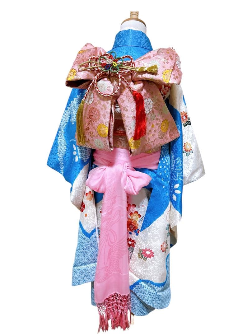 本格!!絞り正絹着物♡七五三　7歳　女の子　フルセット　一式　水色　ピンク