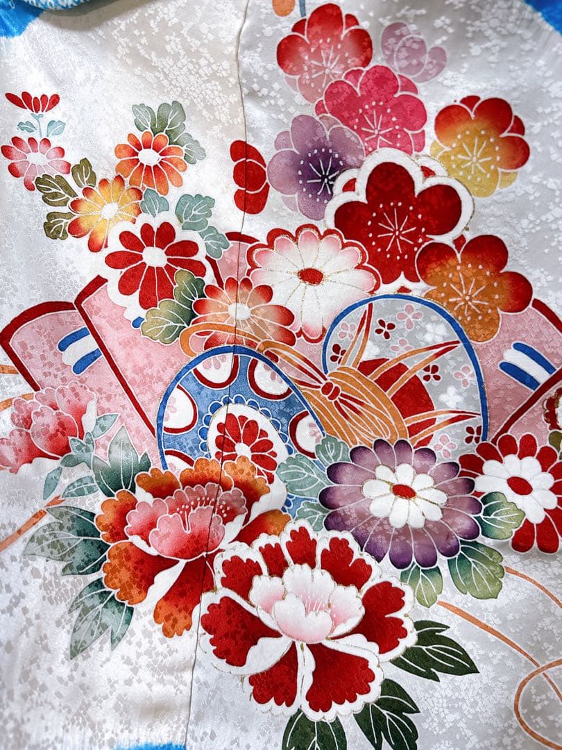 本格!!絞り正絹着物♡七五三　7歳　女の子　フルセット　一式　水色　ピンク