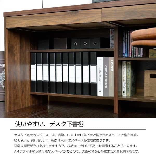 《新品・送料無料》デスク ウォールナットブラウン 145cm幅 2段チェスト