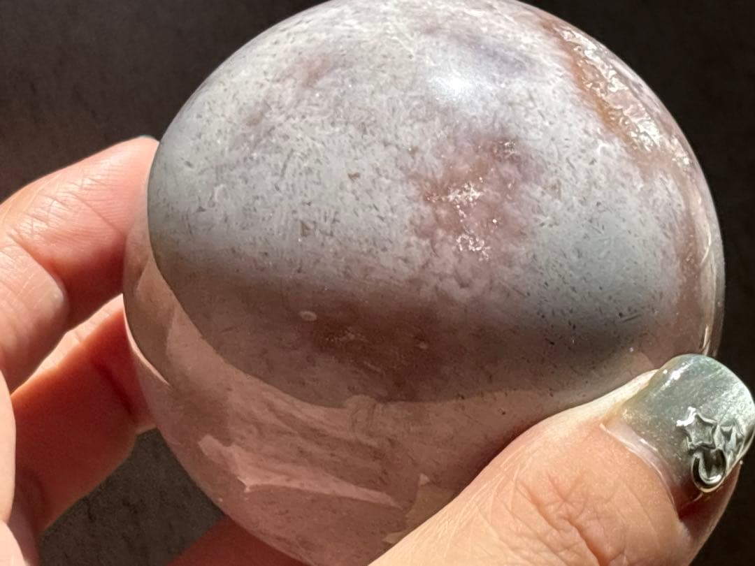 《高品質＊虹入りピンクアメジスト＆桜瑪瑙スフィア》