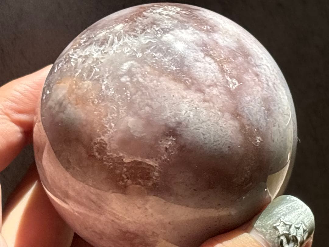 《高品質＊虹入りピンクアメジスト＆桜瑪瑙スフィア》