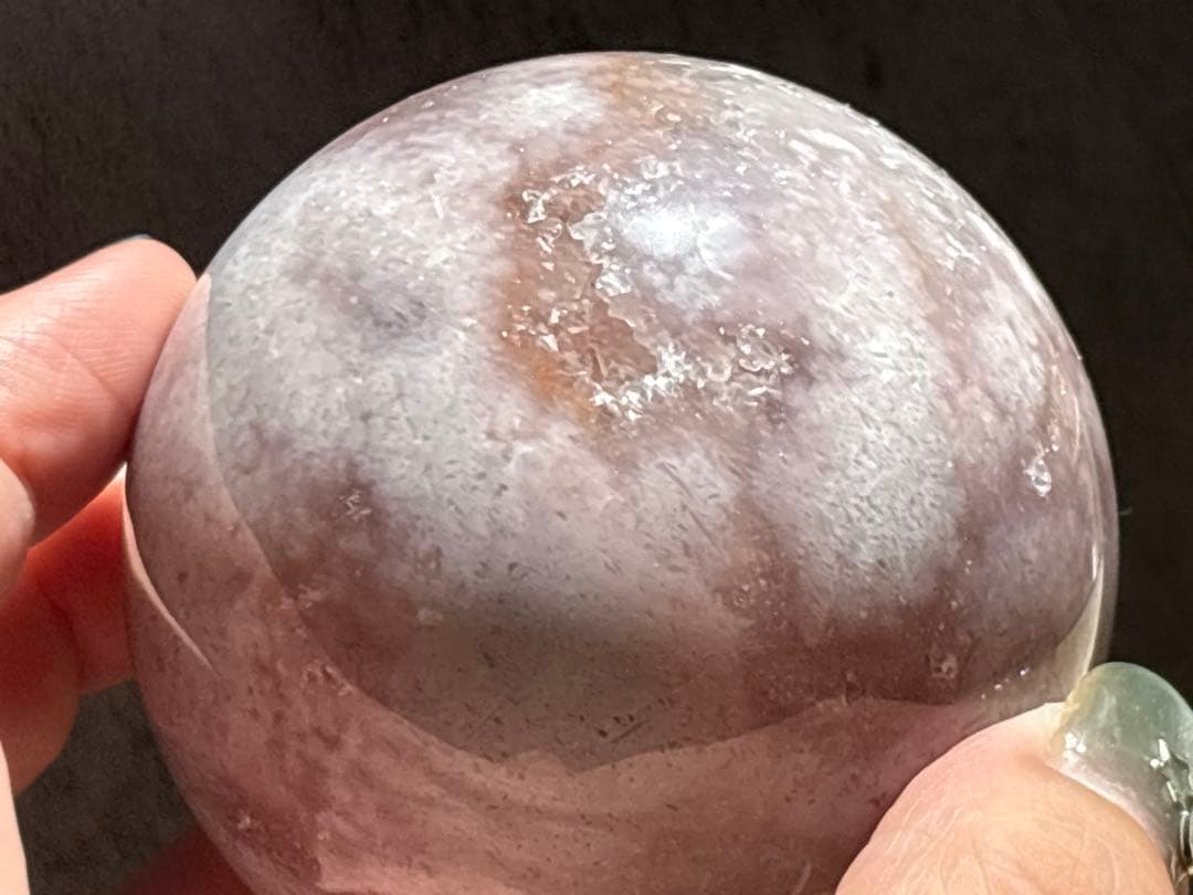 《高品質＊虹入りピンクアメジスト＆桜瑪瑙スフィア》