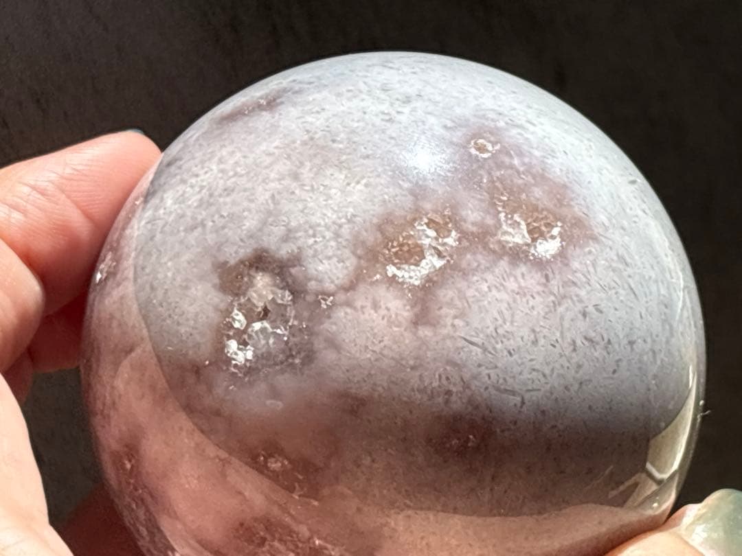 《高品質＊虹入りピンクアメジスト＆桜瑪瑙スフィア》