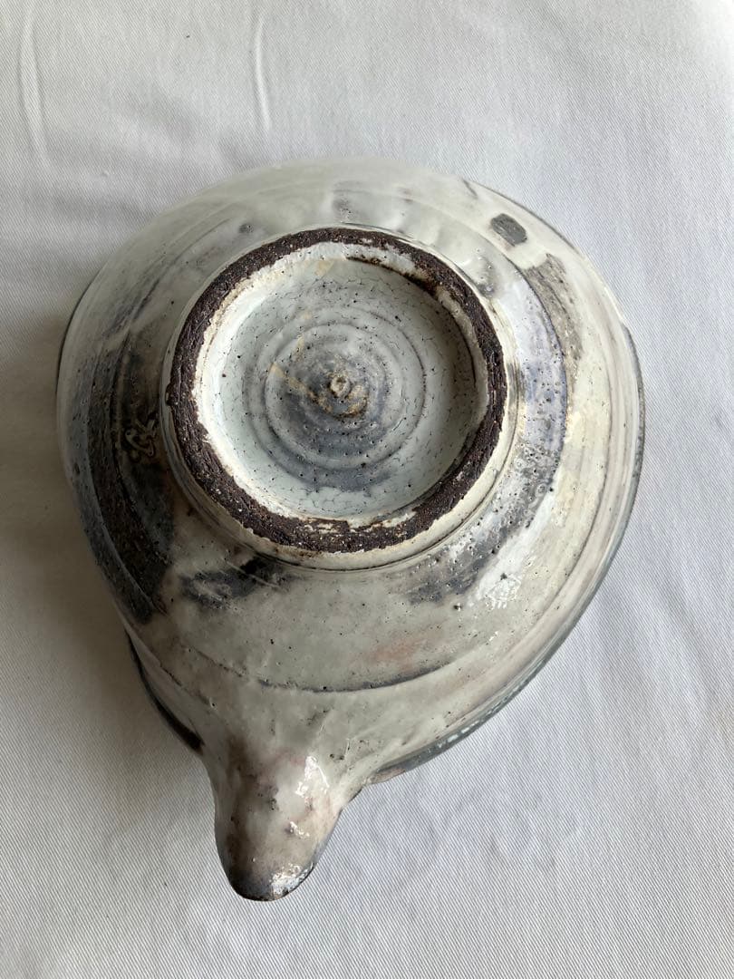 粉引き片口３個　陶器鉢ボウル　白泥化粧掛け　酒器ピッチャー　粉青沙器