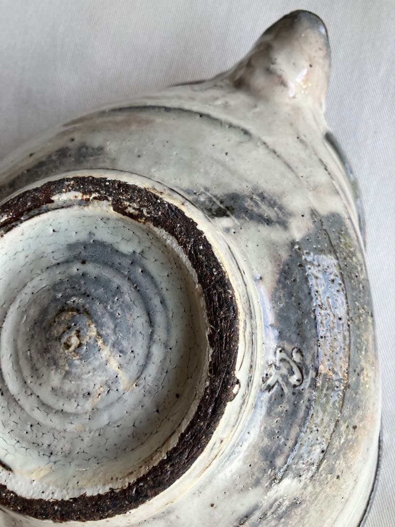 粉引き片口３個　陶器鉢ボウル　白泥化粧掛け　酒器ピッチャー　粉青沙器