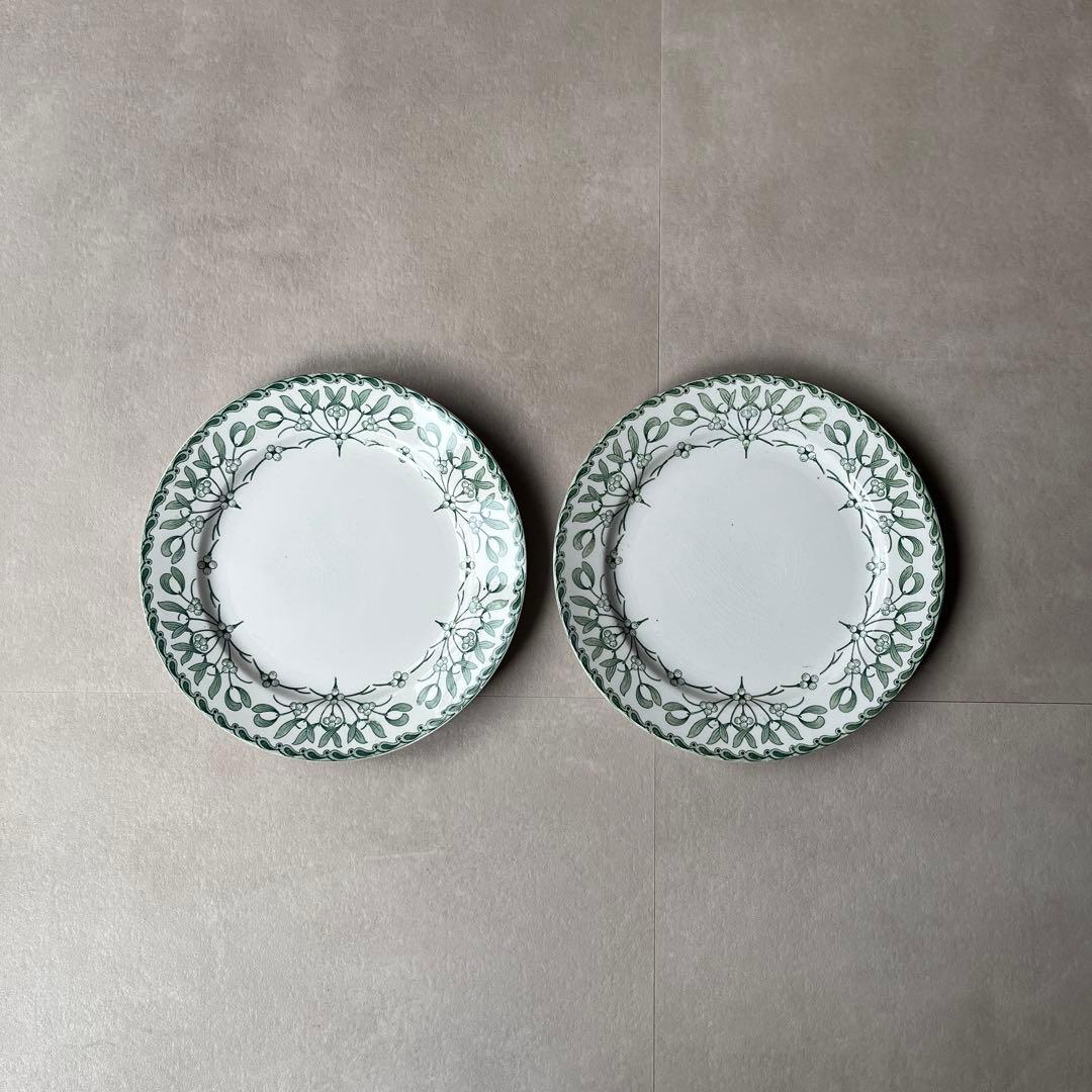 ヤドリギ プレート アンティーク 2枚セット