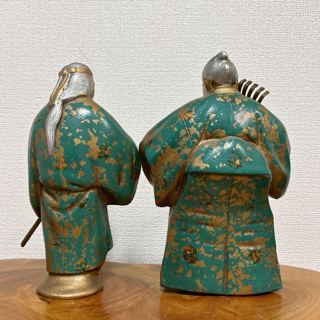 豊穣 高砂 尉姥 翁姥セット 縁起物 置物 24cm 鉄鋳物製 農家 農耕