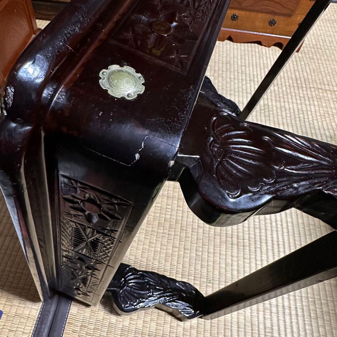 骨董 木造螺鈿テーブル 希少 折りたたみ　送料無料　レトロ　蔵出