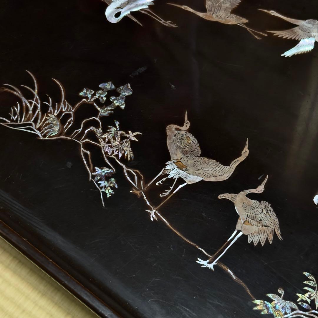 骨董 木造螺鈿テーブル 希少 折りたたみ　送料無料　レトロ　蔵出