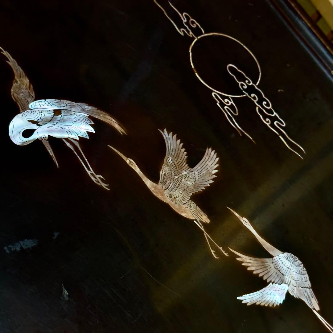 骨董 木造螺鈿テーブル 希少 折りたたみ　送料無料　レトロ　蔵出