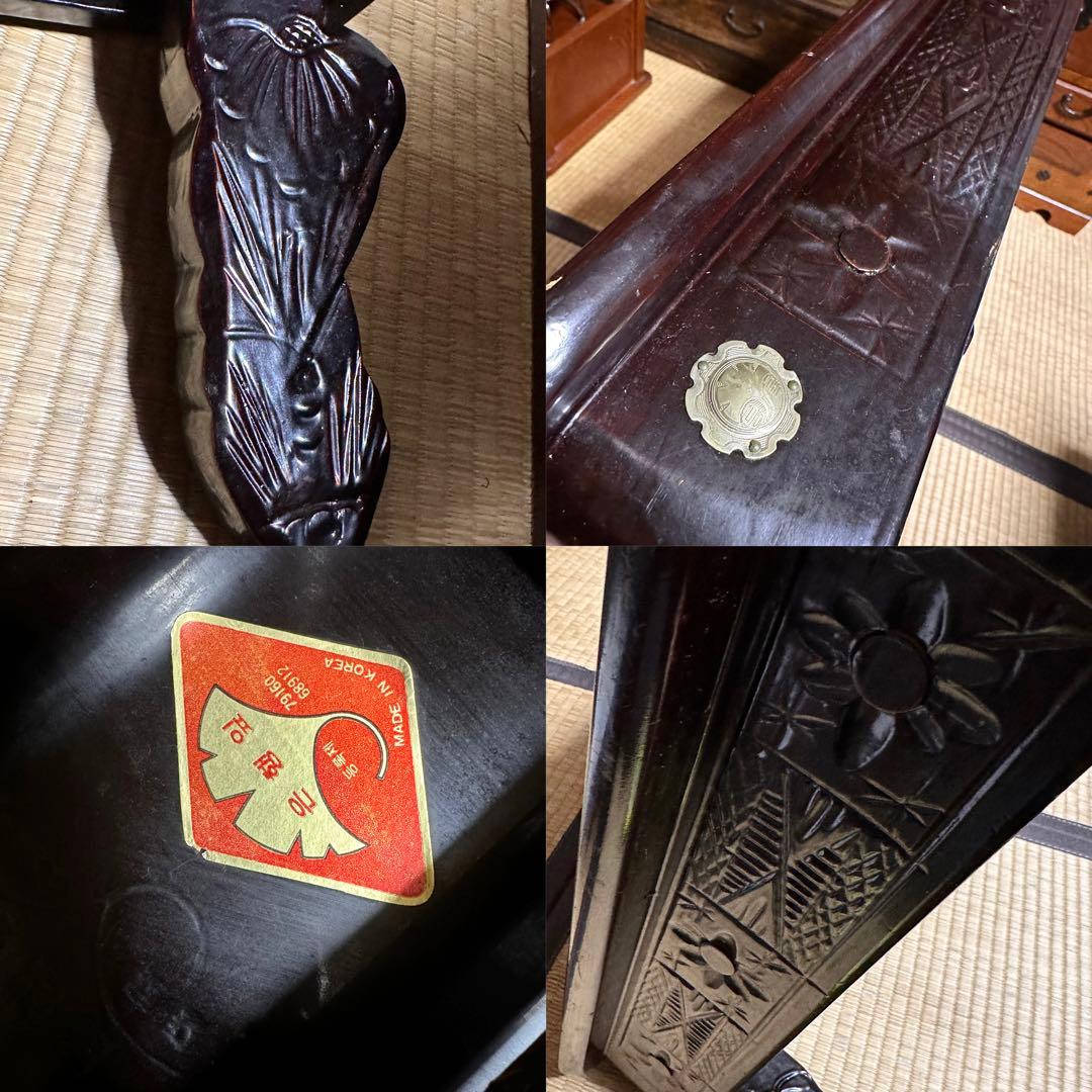 骨董 木造螺鈿テーブル 希少 折りたたみ　送料無料　レトロ　蔵出