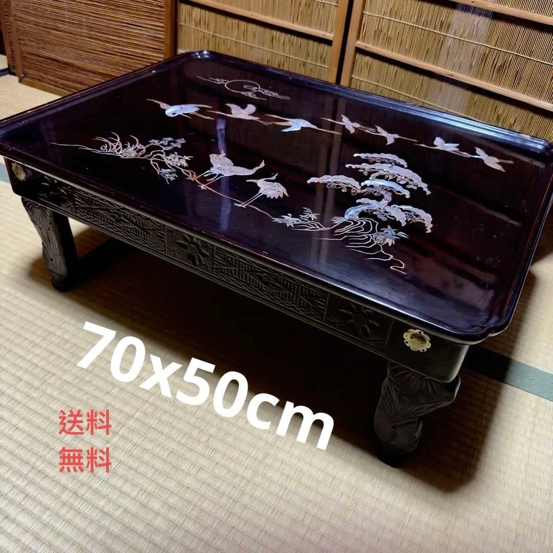 骨董 木造螺鈿テーブル 希少 折りたたみ　送料無料　レトロ　蔵出