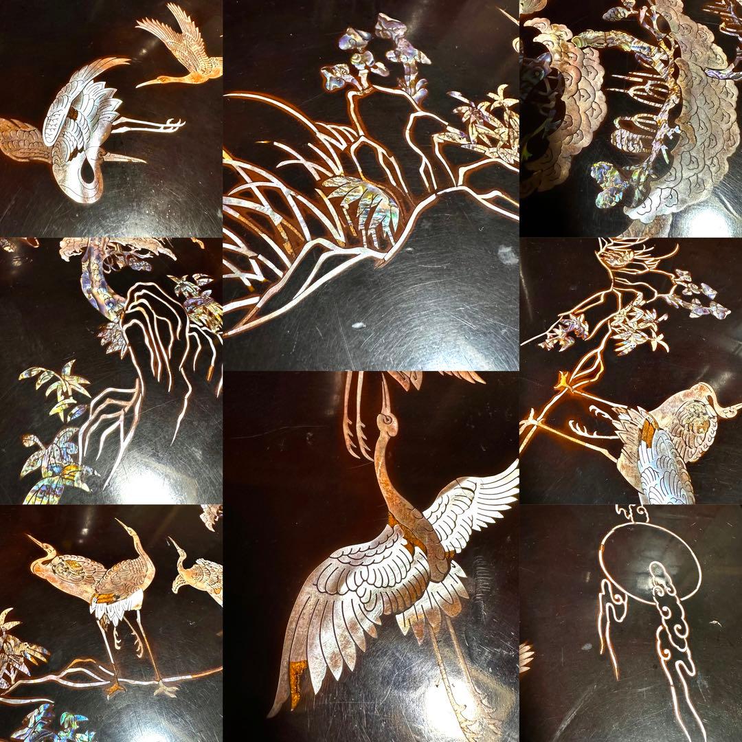 骨董 木造螺鈿テーブル 希少 折りたたみ　送料無料　レトロ　蔵出