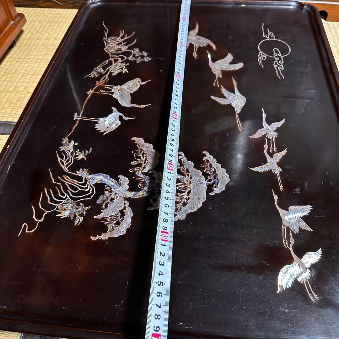 骨董 木造螺鈿テーブル 希少 折りたたみ　送料無料　レトロ　蔵出