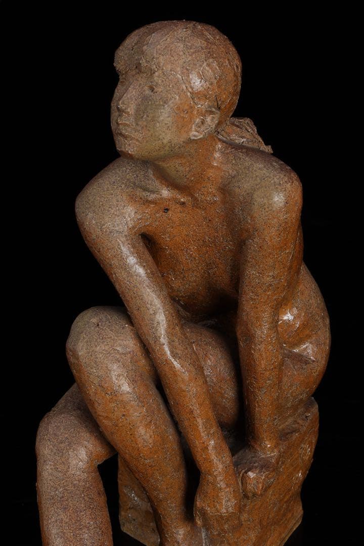 【水上守次】陶彫作品 少女像 裸婦像 在銘 栞付 女性像 彫刻 美術品 作家物