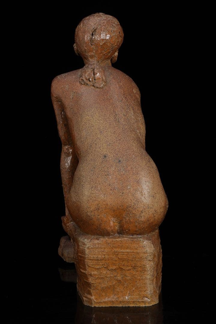 【水上守次】陶彫作品 少女像 裸婦像 在銘 栞付 女性像 彫刻 美術品 作家物